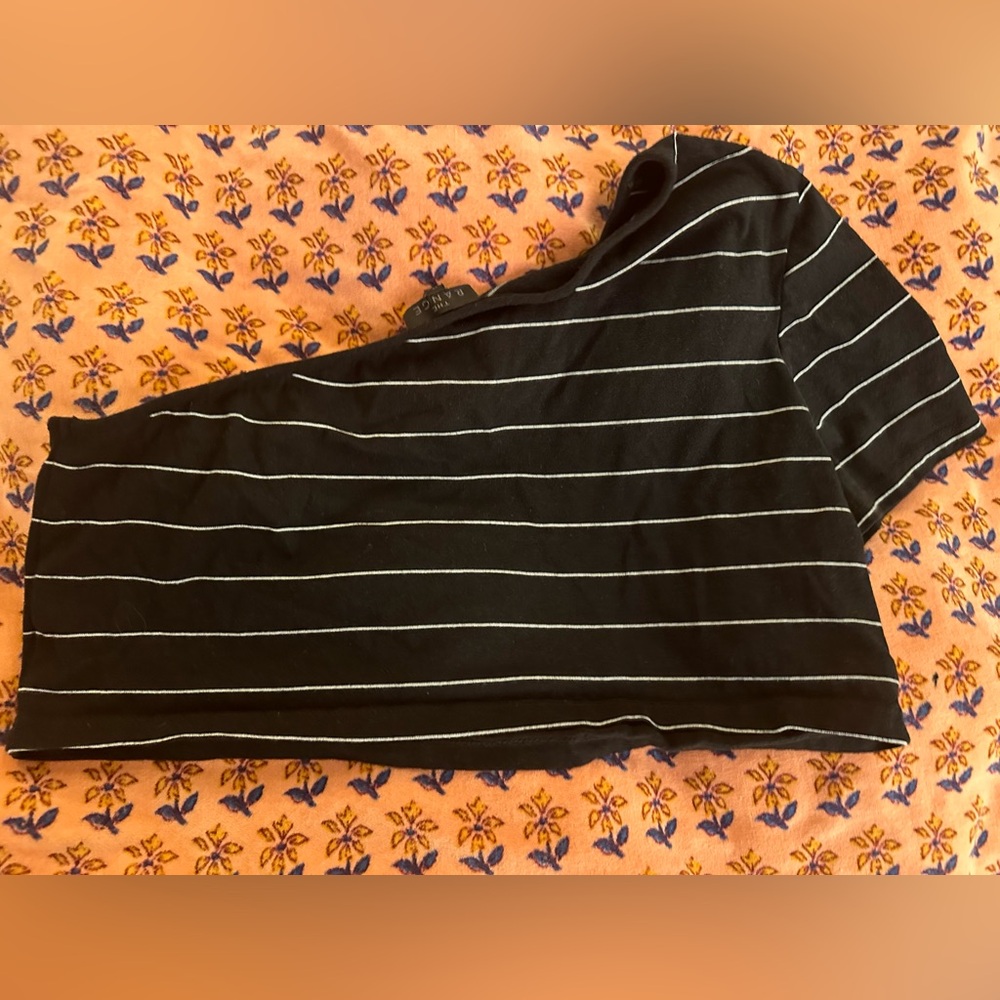 The range cropped one shoulder striped top